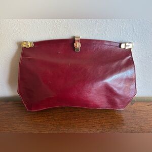 Vintage Famous Barr Made In Italy Burgundy Clutch Bag Purse Party Cocktail